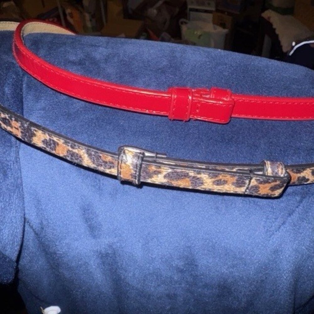 NWOT Amiee Lynn adjustable belt bundle -gold hook -RED & Animal print